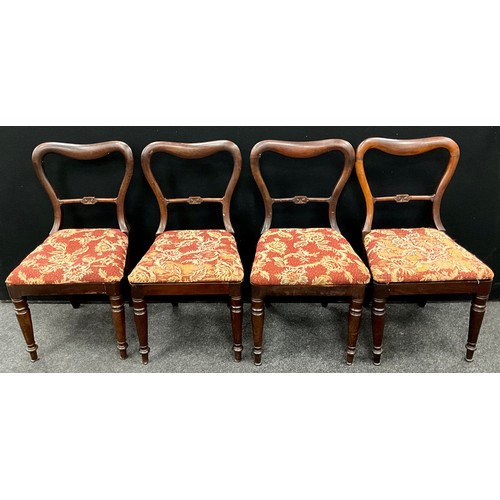 162 - A set of four early Victorian Balloon-back dining chairs, (4).