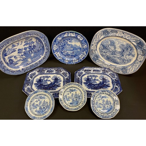 169 - Blue and white - three 18th century Chinese under glazed blue circular dishes, c.1770, 16cm diameter... 