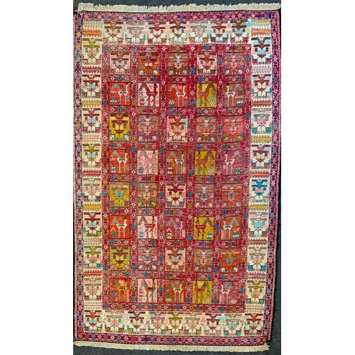 174 - North East Persian Silk and Wool, Sumak Kilim,  195cm x 120cm.