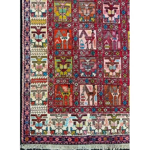 174 - North East Persian Silk and Wool, Sumak Kilim,  195cm x 120cm.