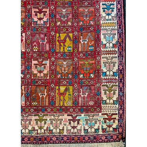 174 - North East Persian Silk and Wool, Sumak Kilim,  195cm x 120cm.