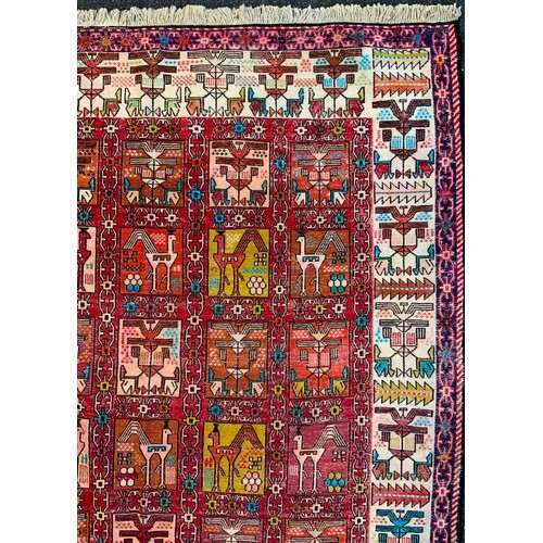 174 - North East Persian Silk and Wool, Sumak Kilim,  195cm x 120cm.