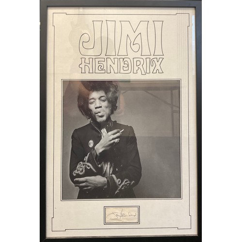 181 - Rock/ Pop Memorabilia - Jimi Hendrix black and white photograph, mounted above an autograph book pag... 