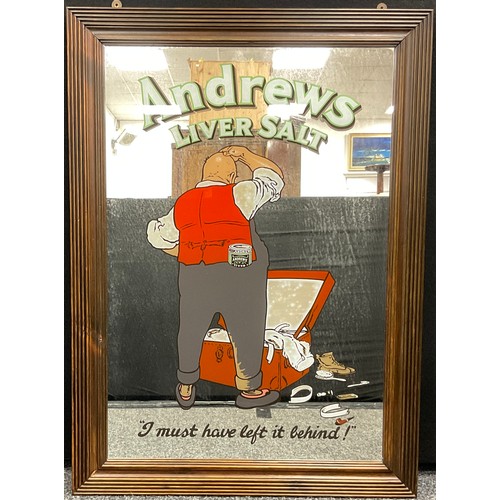 194 - An Andrews Liversalts Advertising wall mirror, 'I Must Have Left It Behind', 94cm x 69cm overall.