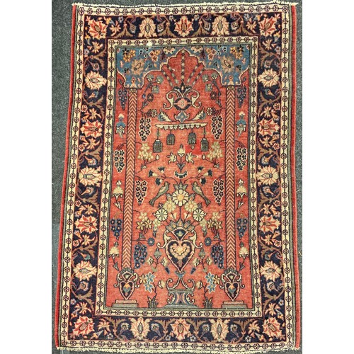 198 - A hand-knotted Persian Hamadan style Garden carpet or rug, 188cm x 129cm, early 20th century.