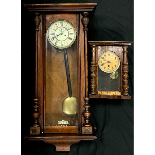 226 - A mahogany cased Vienna style wall clock, twin holes, eight day movement, cream dial, 100 high; anot... 