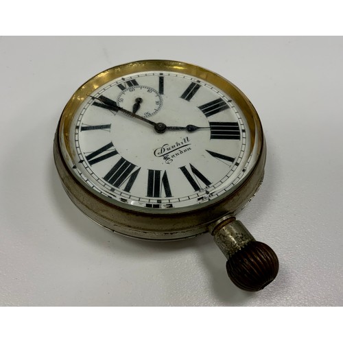 295 - A Dunhill London Goliath open face pocket watch, base metal case, 6.3cm diameter