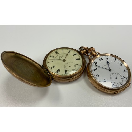 296 - A Thomas Russell & Sons, 10ct gold plates and composition cased pocket watch, another hunter cased, ... 