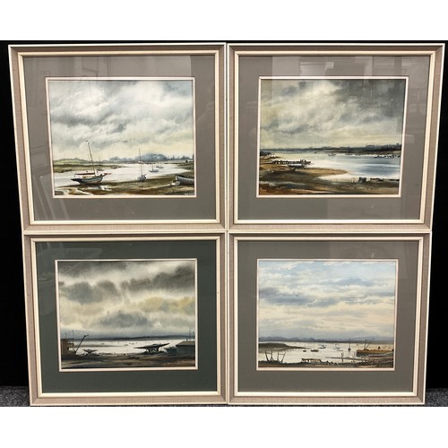 100A - Edward S. Billin, a set of four, ‘No Day for Sailing, Aldeburgh’, ‘Evening on the River Alde’, Walbe... 