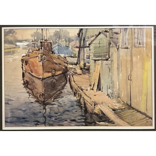 76A - David J. Curtis (British, bn. 1948), The Canal at Thorne, near Doncaster, signed, dated ‘77, waterco... 