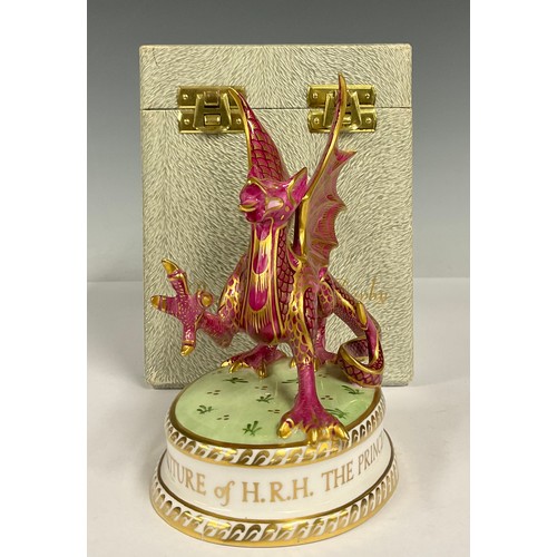 30 - A Royal Crown Derby model of a Welsh dragon, to commemorate the Investiture of H.R.H. The Prince of ... 