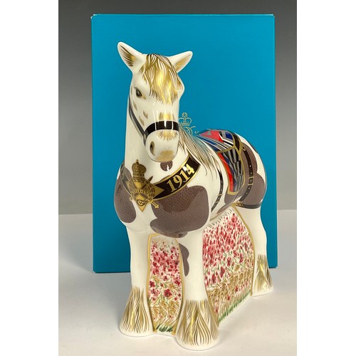 9 - A Royal Crown Derby paperweight, The Derby War Horse, 19.7cm high, commemorating the Centenary of Wo... 