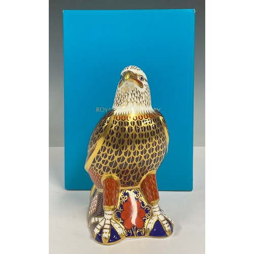 17 - A Royal Crown Derby paperweight, Bald Eagle, gold stopper, boxed