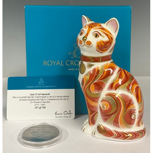 18 - A Royal Crown Derby paperweight, Sir Winston Churchill’s cat, Jock VI of Chartwell, 12cm high, comme... 