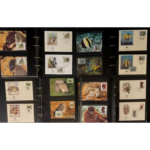 677 - Stamps - WWF x 4 stamp FDC collection, appears to be complete