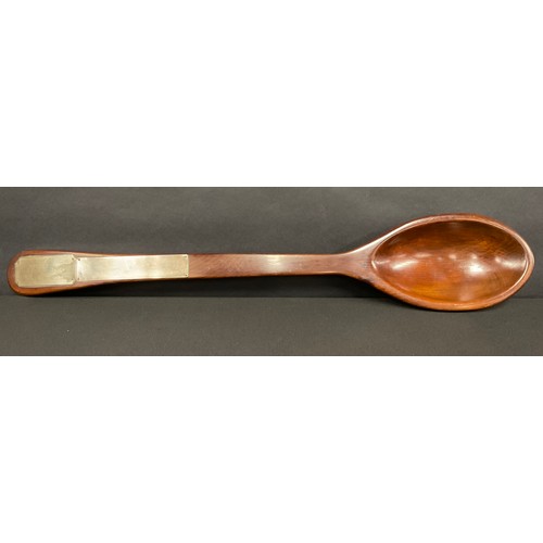 681 - Treen - a yew wood oversize spoon, 67cm long.