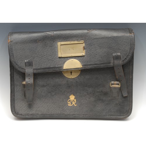 685 - Civil Service & Clandestine Interest - a George VI leather king's messenger briefcase, bearing monar... 