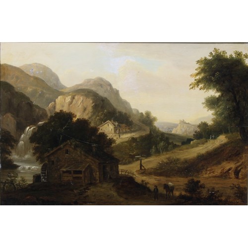 713 - Austrian School (18th century)
The Watermill
unsigned, oil on board, 48cm x 70cm