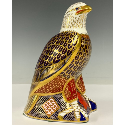 5 - A Royal Crown Derby Imari paperweight 'Bald Eagle', gold stopper, printed marks, 17cm high.