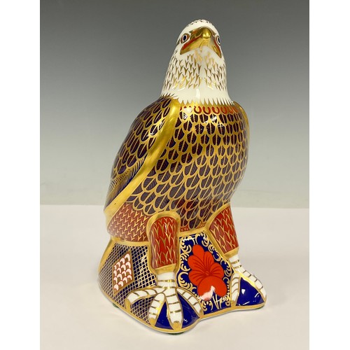 5 - A Royal Crown Derby Imari paperweight 'Bald Eagle', gold stopper, printed marks, 17cm high.