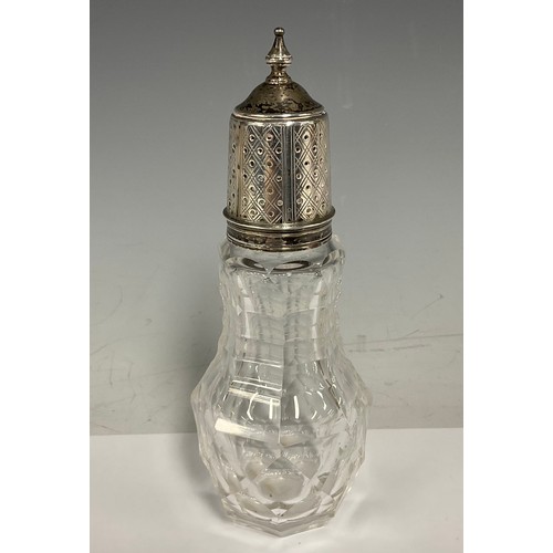 74 - A Victorian silver mounted cut glass sugar caster, London 1878