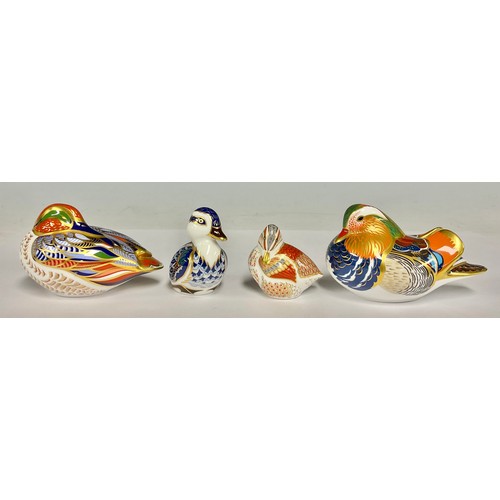 47 - A Royal Crown Derby paperweight, Mandarin Duck, date code for 1997 (LX), gold stopper; others, Teal,... 