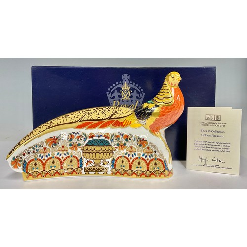 63 - A Royal Crown Derby paperweight, The 250 Collection Golden Pheasant, signature edition designed and ... 