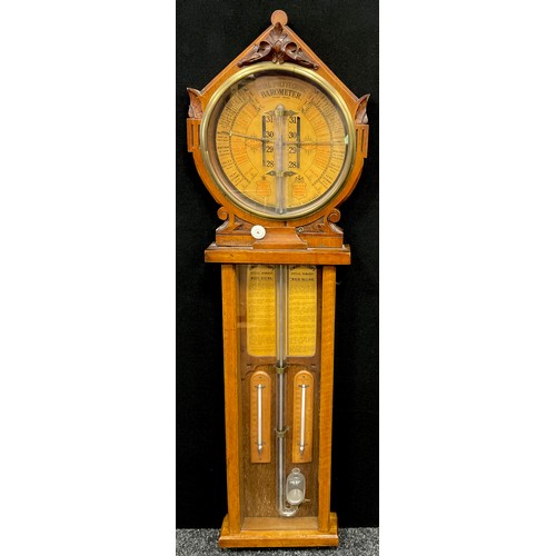 1581 - A Victorian oak cased Admiral Fitzroy Royal Polytechnic barometer, the circular dial with vernier sc... 