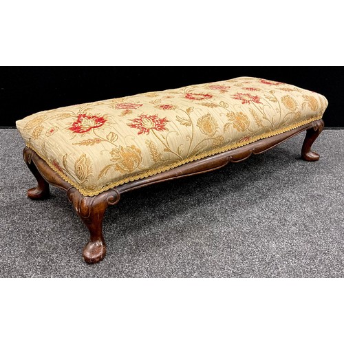 1691 - A George II design walnut foot stool, 26cm high x 97cm x 43cm.