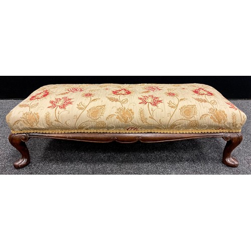 1691 - A George II design walnut foot stool, 26cm high x 97cm x 43cm.