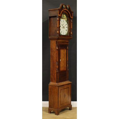 2012 - A George IV oak, mahogany and rosewood longcase clock, 30.5cm arched enamel dial inscribed Walker., ... 