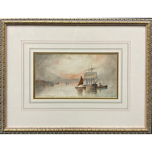 1001 - W. E. J. Dean
A Pair, Harbour scenes
signed, dated 1927, watercolours, 16.5cm x 30.5cm (2)