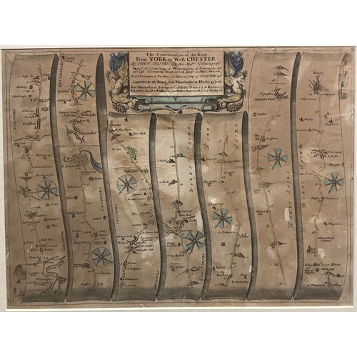 2020 - John Ogilby, Strip map, ‘A Continuation of the Road From YORK to Weft-CHESTER’, 34.5cm x 45cm