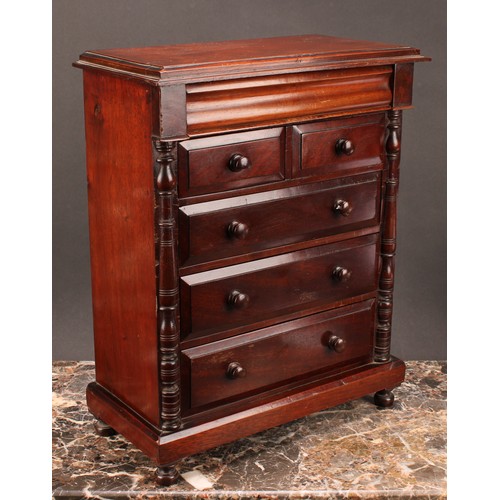 1639 - Miniature Furniture - a Victorian mahogany chest, rectangular top above a concave frieze drawer, two... 