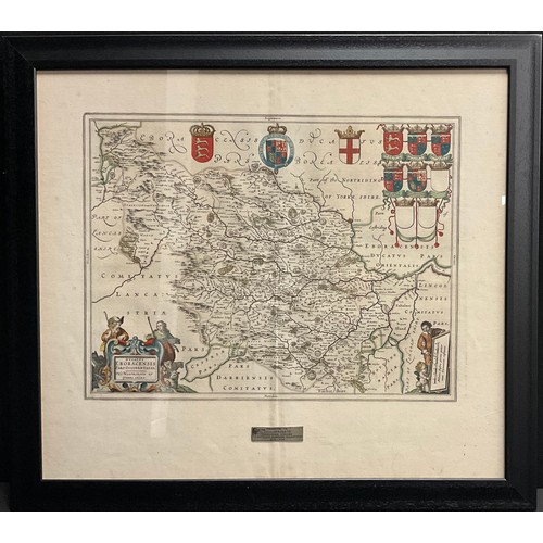 2018 - A 19th century hand coloured map, The West Riding of Yorkshire, 38cm x 49cm, framed