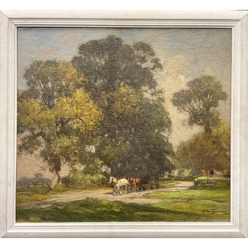 925 - Arthur Spooner (British, 1873-1961)
An English Country Lane, with Horses and a Cart
signed, oil on b... 