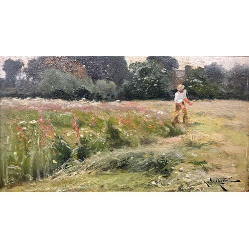 930 - Arthur William Redgate (1860-1906)
Making Hay
signed, oil on board, 16cm x 26.5cm