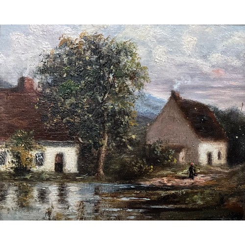 1079 - English School (late 19th century)
By the Village Pond
unsigned, oil on board, 12cm x 15cm.