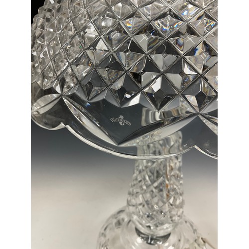 1378 - Waterford Crystal Achillbeg mushroom lamp, lattice cut decoration,  48cm high, boxed