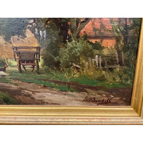 1031 - William F Burchell R.A. (fl 1909-1937) 
A Nottinghamshire Farmyard 
signed, oil on canvas, 27.5cm x ... 