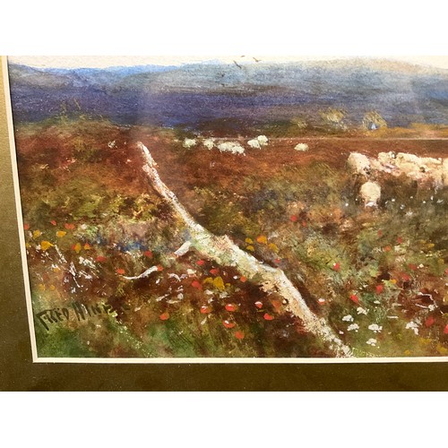 1038 - Frederick Hines (fl. 1875-1897)
Heathland Pool, with Flock of Sheep
signed, watercolour, 24.5cm x 54... 