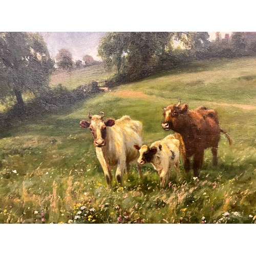 926 - Arthur William Redgate (1860-1906) 
Hemington, Cows with calf
signed, oil on canvas, 50.5cm x 76.5cm