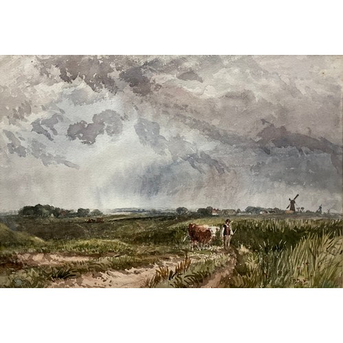 1052 - James Price (fl. 1842-76)
A Passing Shower, the Norfolk Broads
signed, watercolour, 39cm x 56.5cm