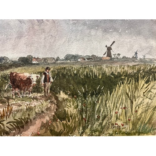 1052 - James Price (fl. 1842-76)
A Passing Shower, the Norfolk Broads
signed, watercolour, 39cm x 56.5cm