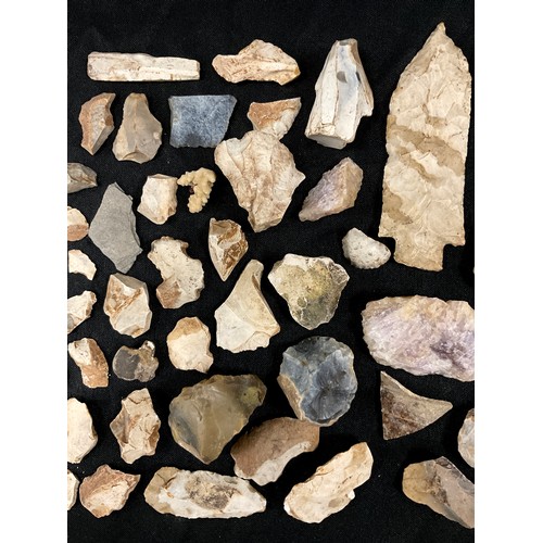 1998 - Prehistoric Stone Age Flint tools and fragments  including Skin scraper, Arrow head, tools, fragment... 