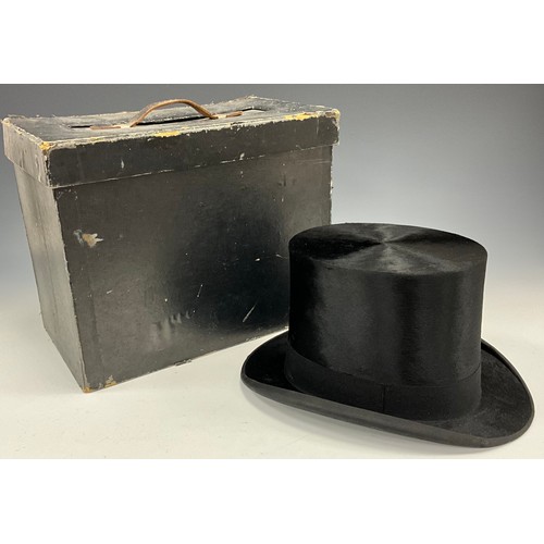 1723 - A G A Dunn & Co brushed silk top hat, 350/7; Henry Heath Ltd Hatters fitted box.