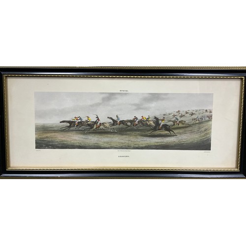 860 - Thomas Sutherland, after, a set of four Horse Racing scenes, coloured engravings, 28.5cm x 63cm over... 