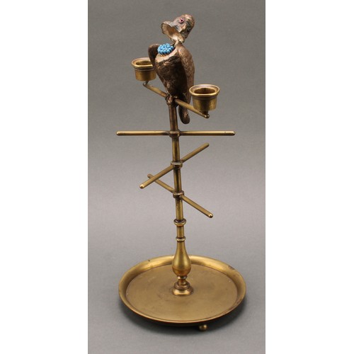 1510 - A 19th century brass novelty combination boudoir dressing candelabra and jewellery tree, centred by ... 