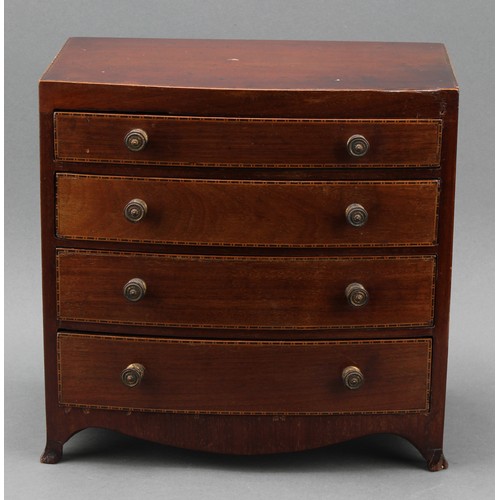 2123 - Miniature Furniture - an Edwardian mahogany bow fronted chest of four long graduated drawers, in the... 