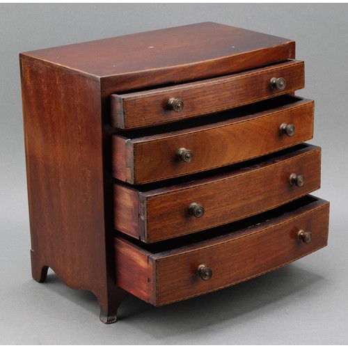 2123 - Miniature Furniture - an Edwardian mahogany bow fronted chest of four long graduated drawers, in the... 